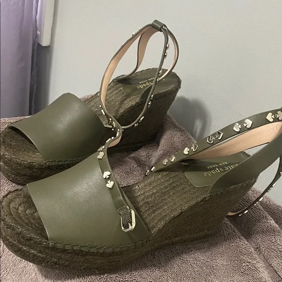 Kate Spade Green Espadrille Espadrilles with Studded Ankle Strap - Picture 4 of 5